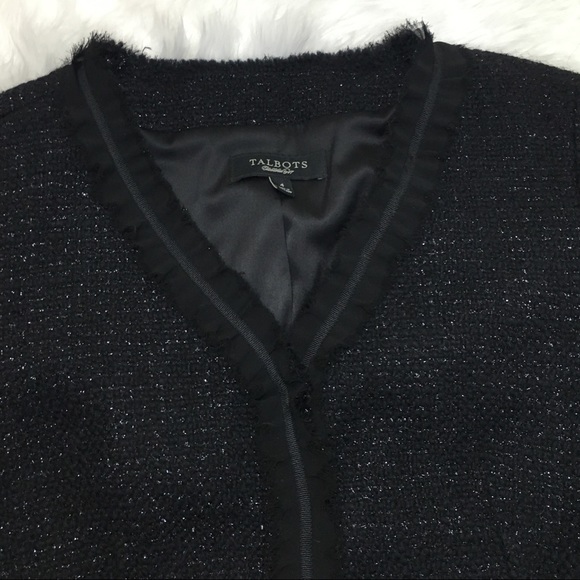 Talbots Black Sparkle Boucle Blazer Jacket 4 - Picture 3 of 7